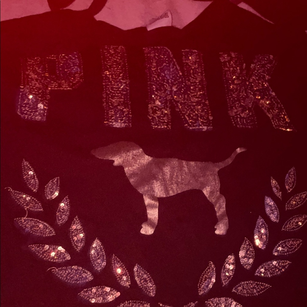 PINK Victoria's Secret Black Tee with Silver Accents